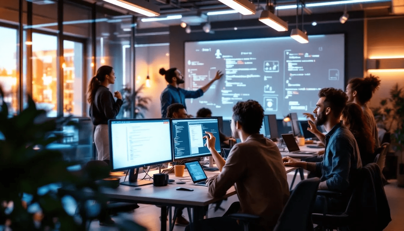 A dedicated development team showcasing their expertise in various technologies.