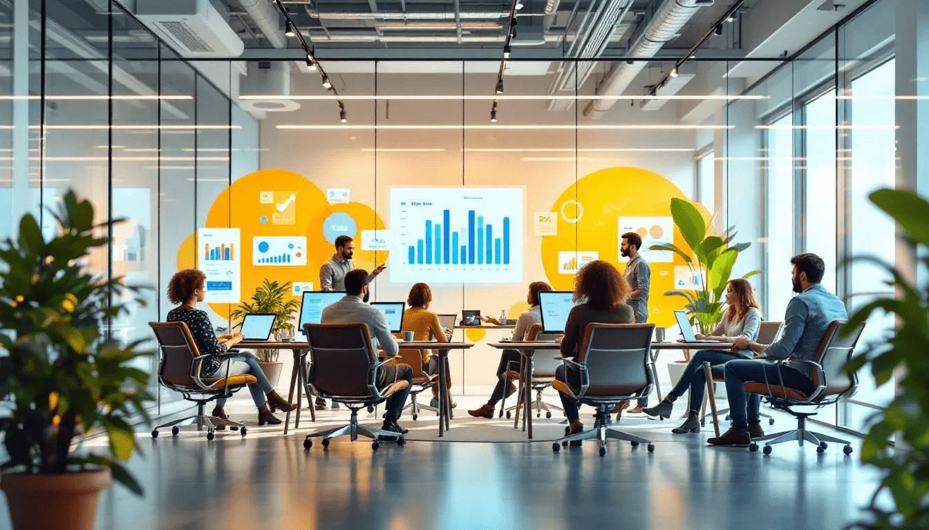 The development process with dedicated teams, highlighting project management.