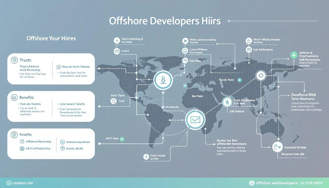 A streamlined hiring process for offshore developers illustrated with flowcharts.
